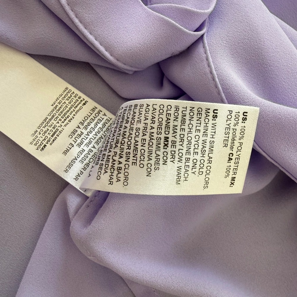 White House Black Market Lilac Purple Hidden Button Front Blouse Womens Medium - Picture 5 of 7